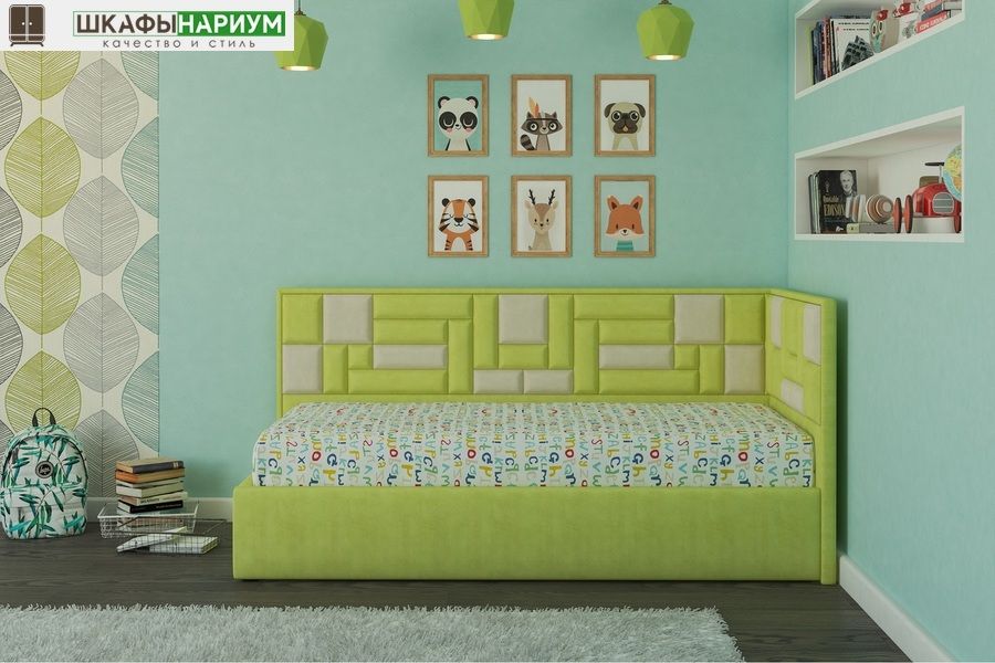зеленая детская кровать «Стоун»