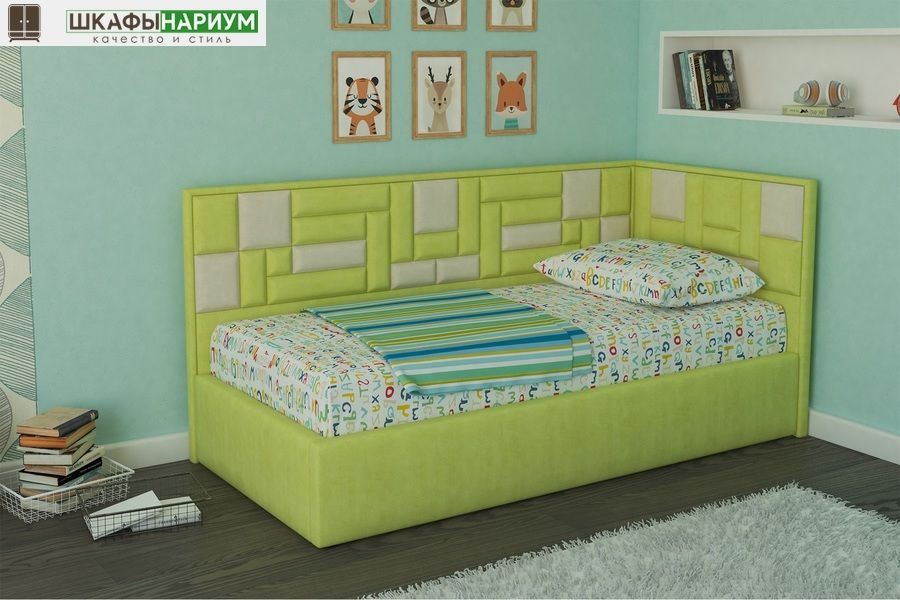 зеленая детская кровать «Стоун»